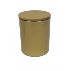 Złote szkło 250 ml z drewniana pokrywką/uszczelką